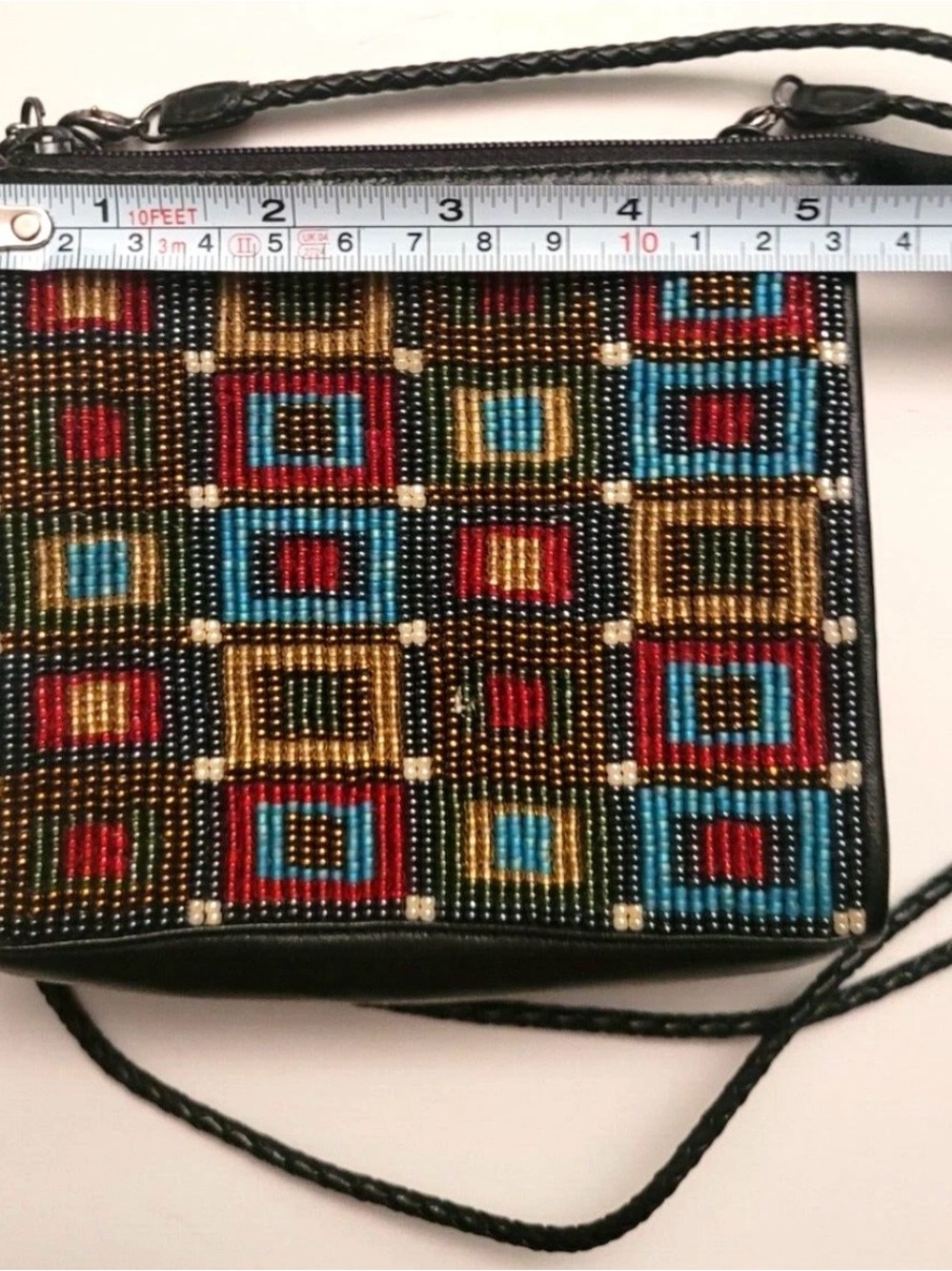 Brighton Multicolor Beaded Crossbody with Black leather Trim